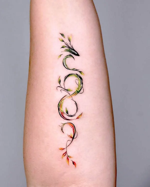 Tatuaje abstracto de dragón infinito de @tattooist_zela