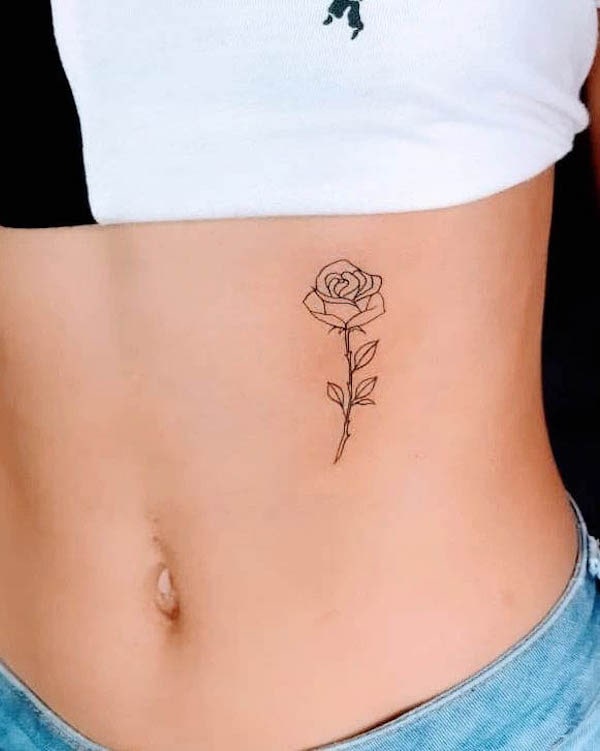 Small simple fine line rose tattoo by @deditattoostudio
